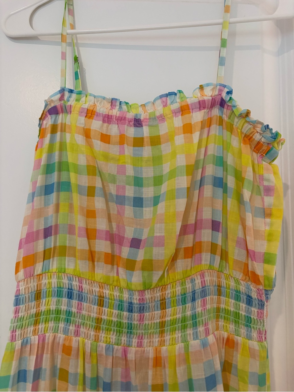 Pastel Gingham Tiered Maxi Dress with Smocked Waist - Picture 3 of 7